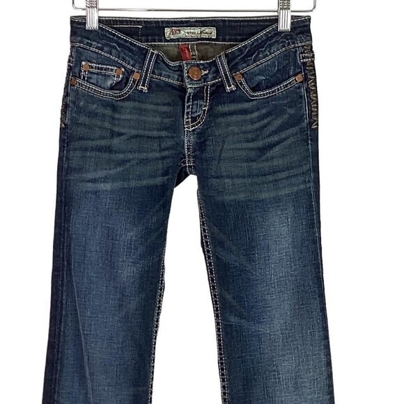 BKE Buckle Stella Boot Women 24 Whiskered Bootcut Jeans Blue Cotton Spandex Dark - Picture 3 of 8